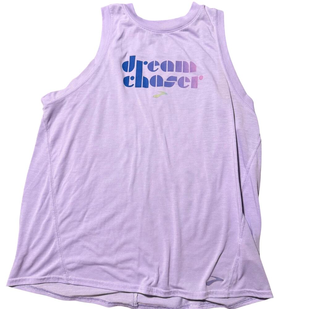 Brooks “Dream chaser” lavender tank top yoga activewear running‎ sz M motivatnl